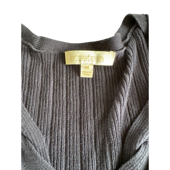 Etcetera Ribbed Navy Long Sleeve Shirt Medium Comfort - Picture 2 of 4